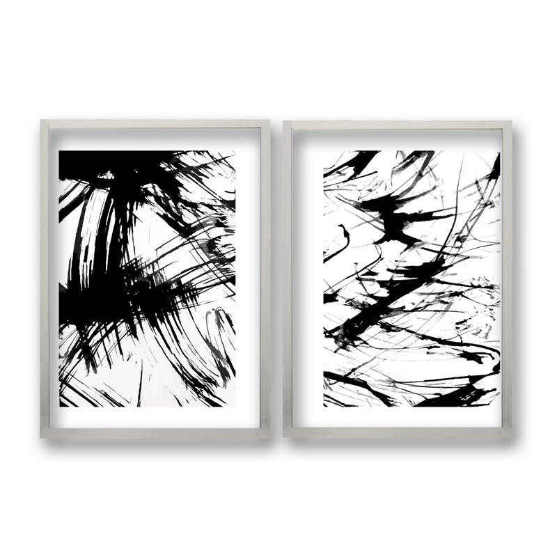 Cuadro Duo Negro Abstract Brush