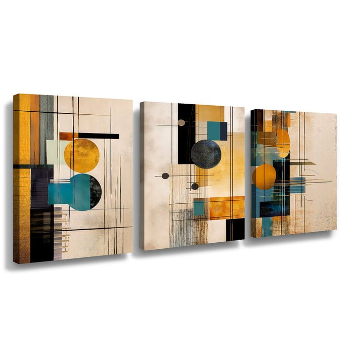 Canvas Trio Abstracción Dorada