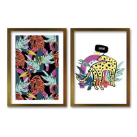 Cuadro Duo Dorado Tigre Fluor