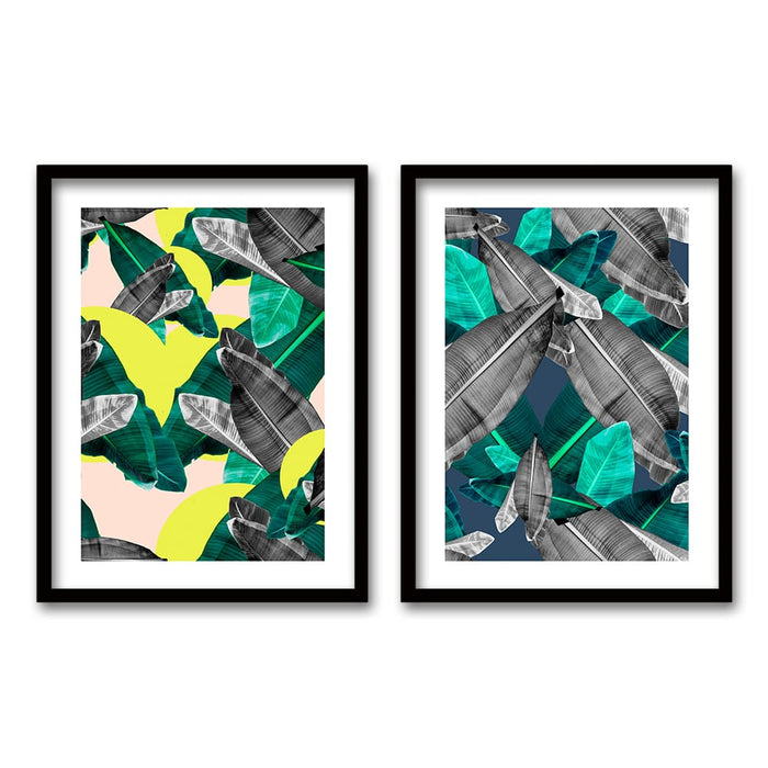 Cuadro Duo Negro Hojas
