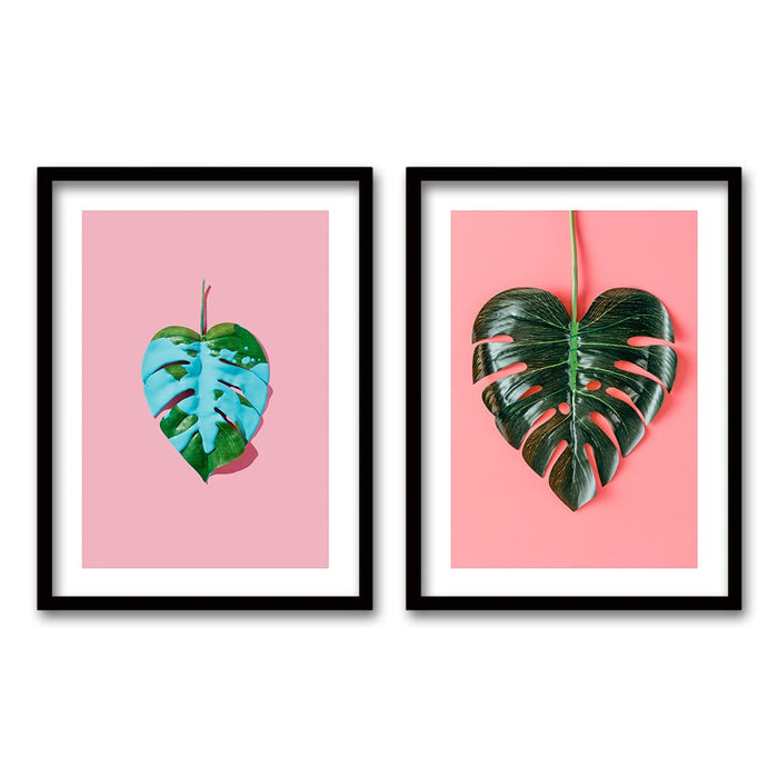 Cuadro Duo Negro Hojas Pintura