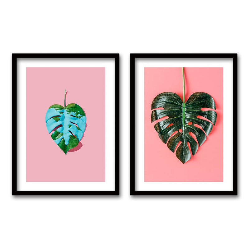 Cuadro Duo Negro Hojas Pintura