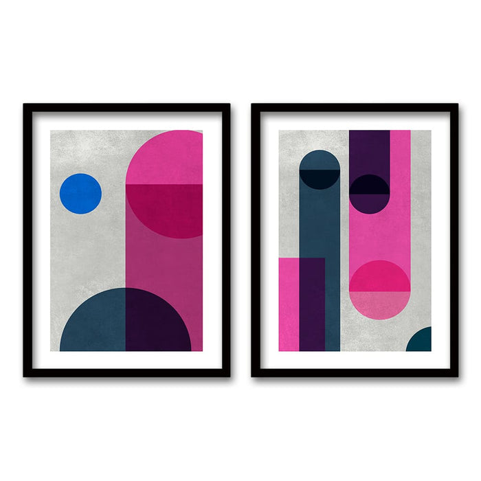 Cuadro Duo Negro Pink Geometric