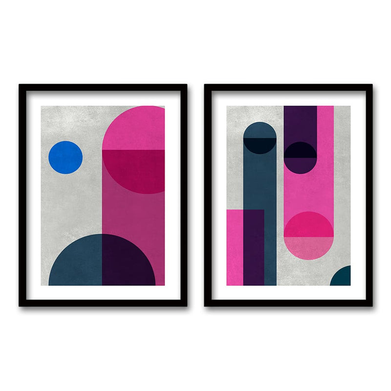 Cuadro Duo Negro Pink Geometric