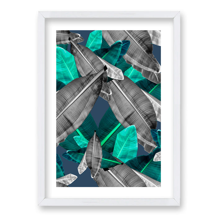 Cuadro Hojas Gris Verde