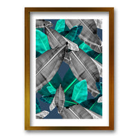 Cuadro Hojas Gris Verde