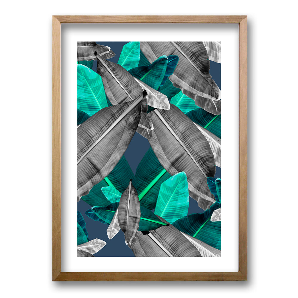 Cuadro Hojas Gris Verde