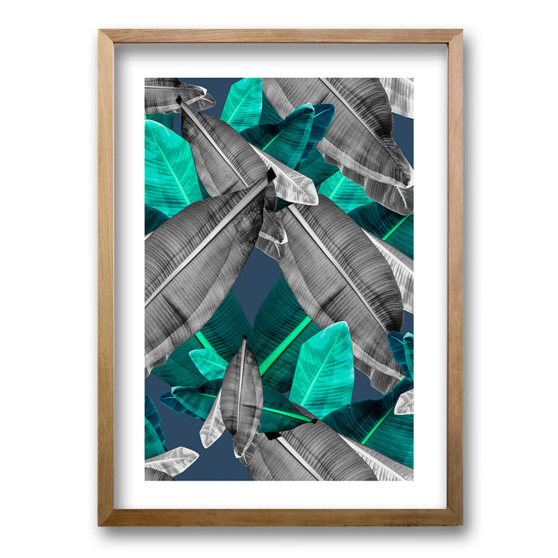 Cuadro Hojas Gris Verde