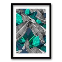 Cuadro Hojas Gris Verde