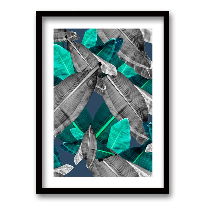 Cuadro Hojas Gris Verde