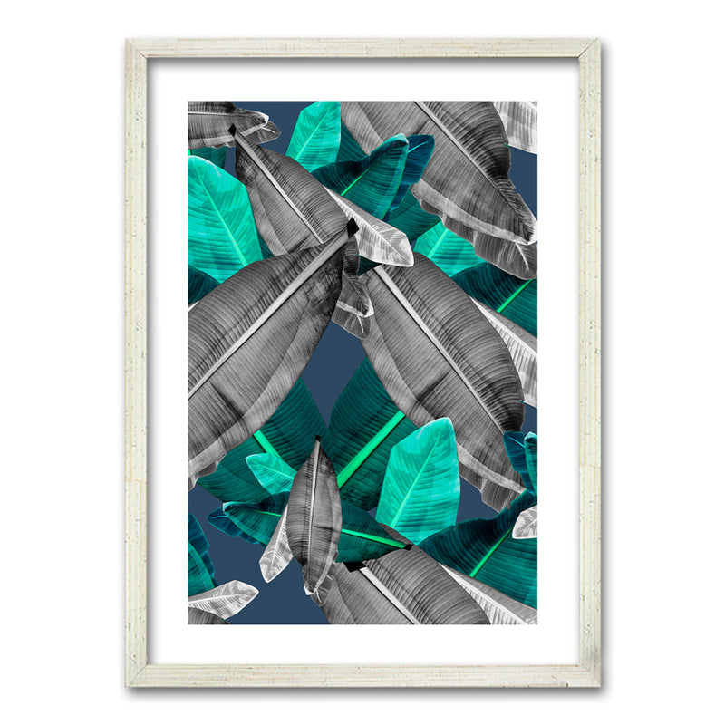 Cuadro Hojas Gris Verde