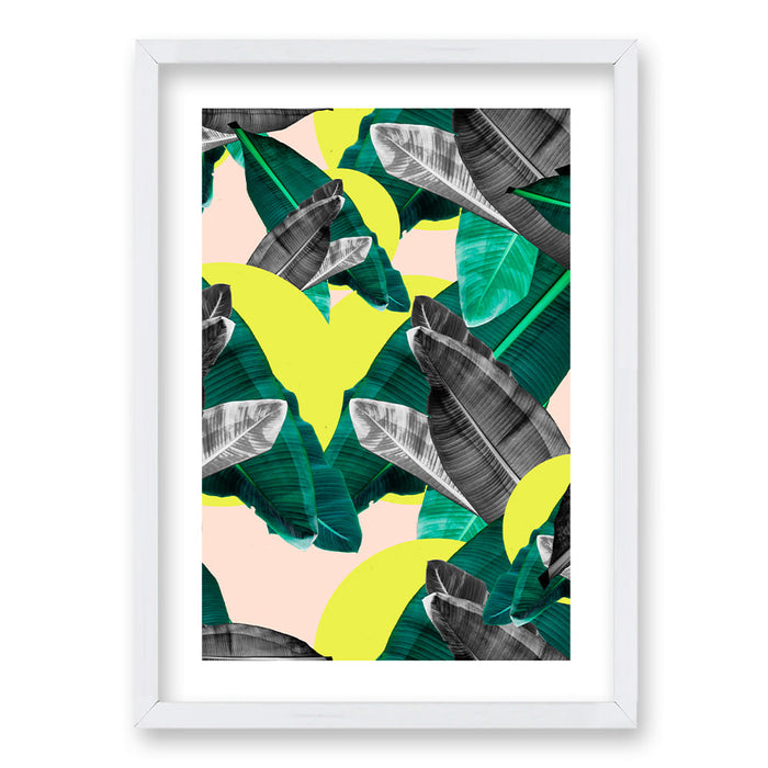 Cuadro Hojas Gris Amarillo