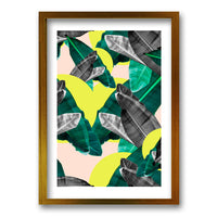 Cuadro Hojas Gris Amarillo