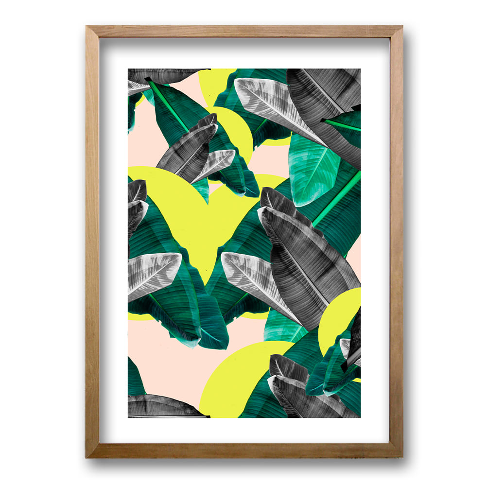 Cuadro Hojas Gris Amarillo