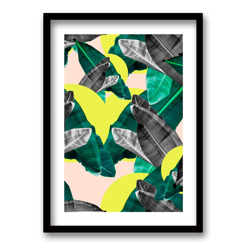 Cuadro Hojas Gris Amarillo