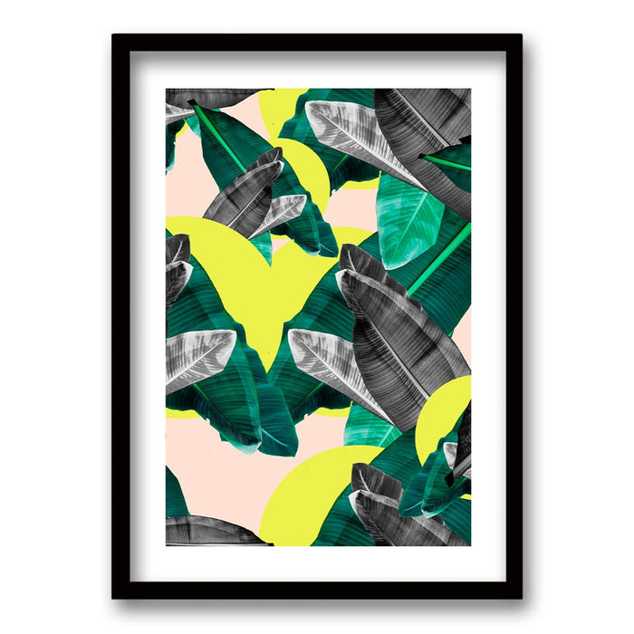 Cuadro Hojas Gris Amarillo