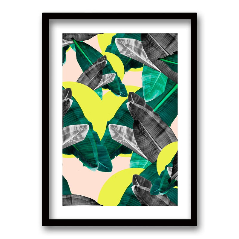 Cuadro Hojas Gris Amarillo