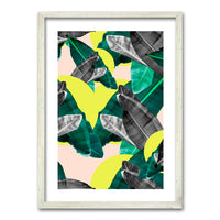 Cuadro Hojas Gris Amarillo