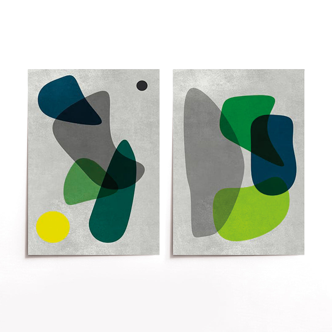 Cuadro Duo Negro Abstract Green