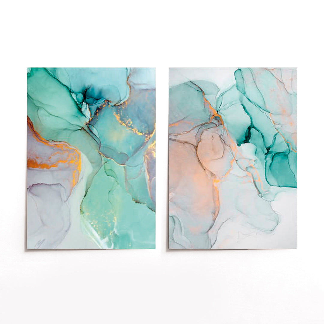 Cuadro Duo Plateado Marmol II