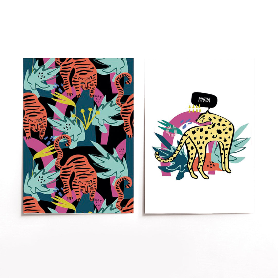 Cuadro Duo Dorado Tigre Fluor