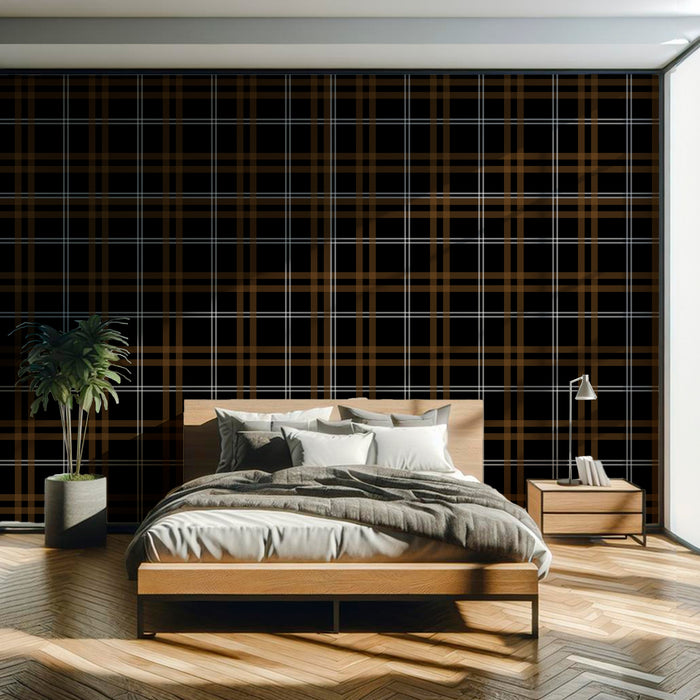 Papel Mural Rayas Escocés Negro