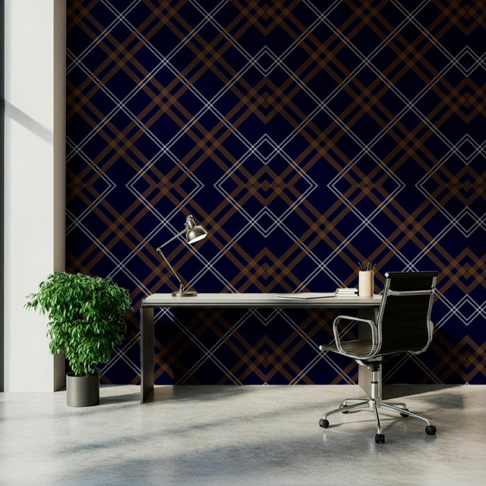Papel Mural Rayas Escocés Azul