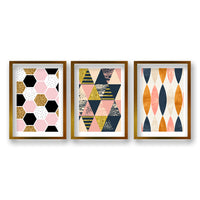 Cuadro Trio Dorado Ilustración Geométrica