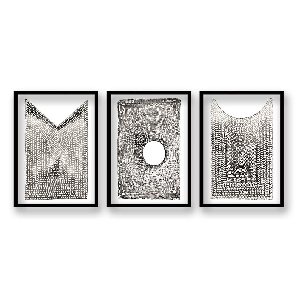 Cuadro Trio Puntillismo Sombreado
