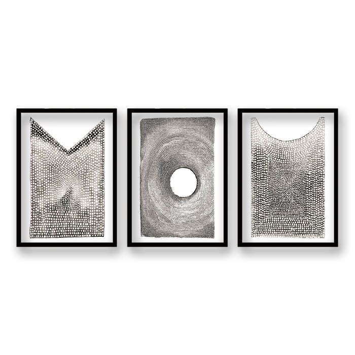 Cuadro Trio Puntillismo Sombreado