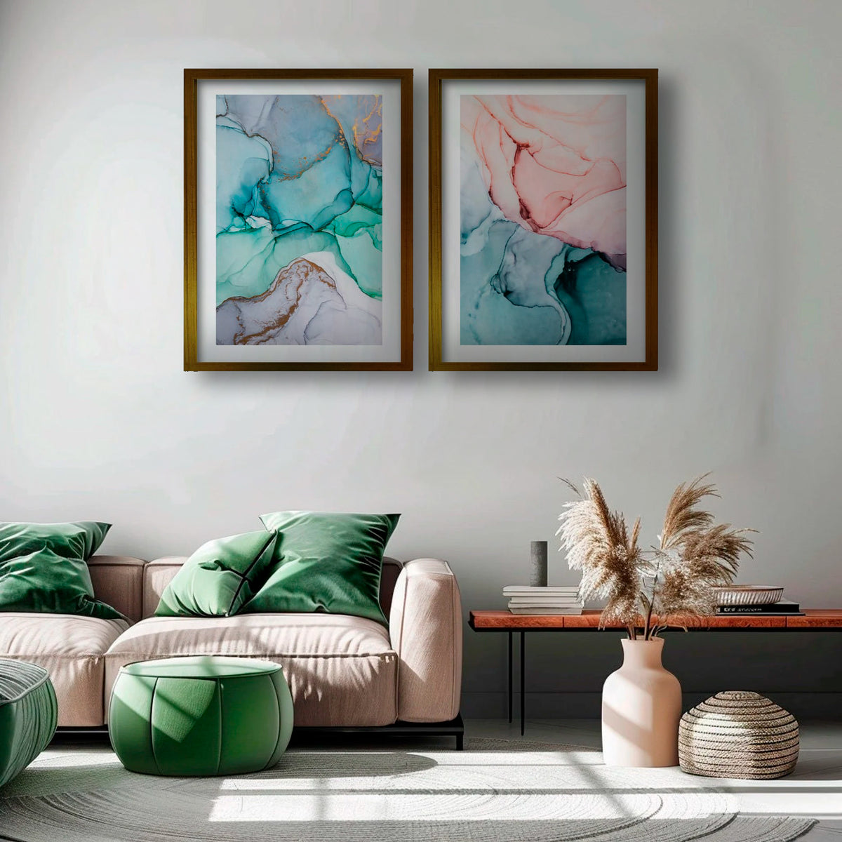 Cuadro Duo Dorado Marmol