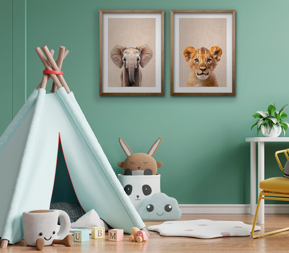 Cuadro Duo Elefante y Leon