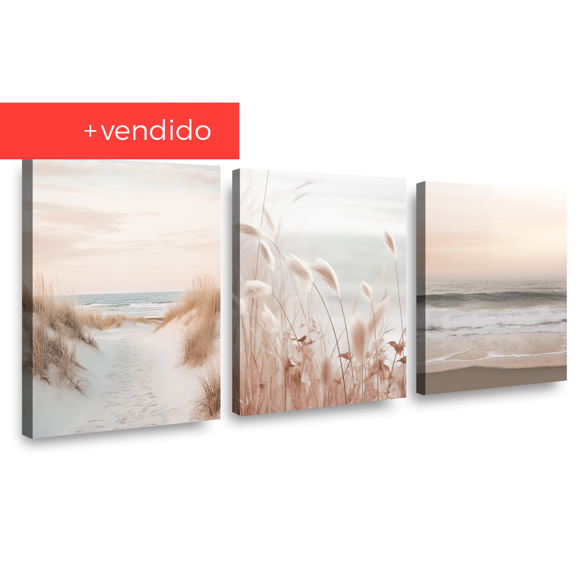 Canvas Trio Walking Beach