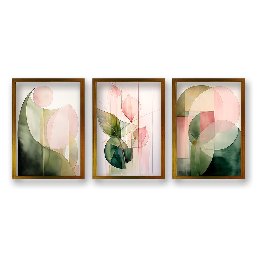Cuadro Trio Botánica Geometríca