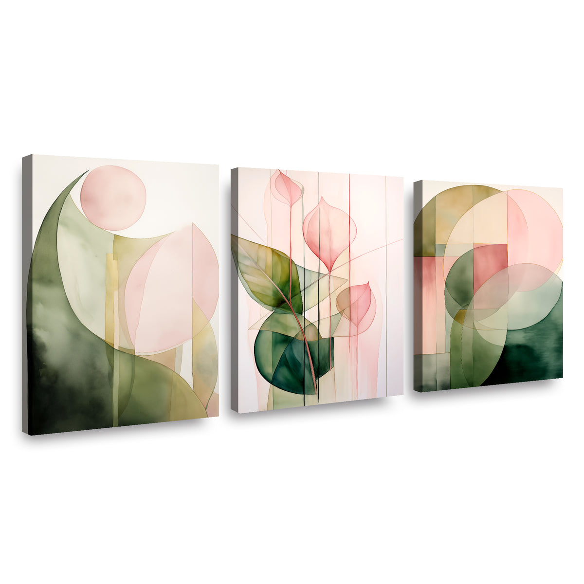 Canvas Trio Botánica Geometríca