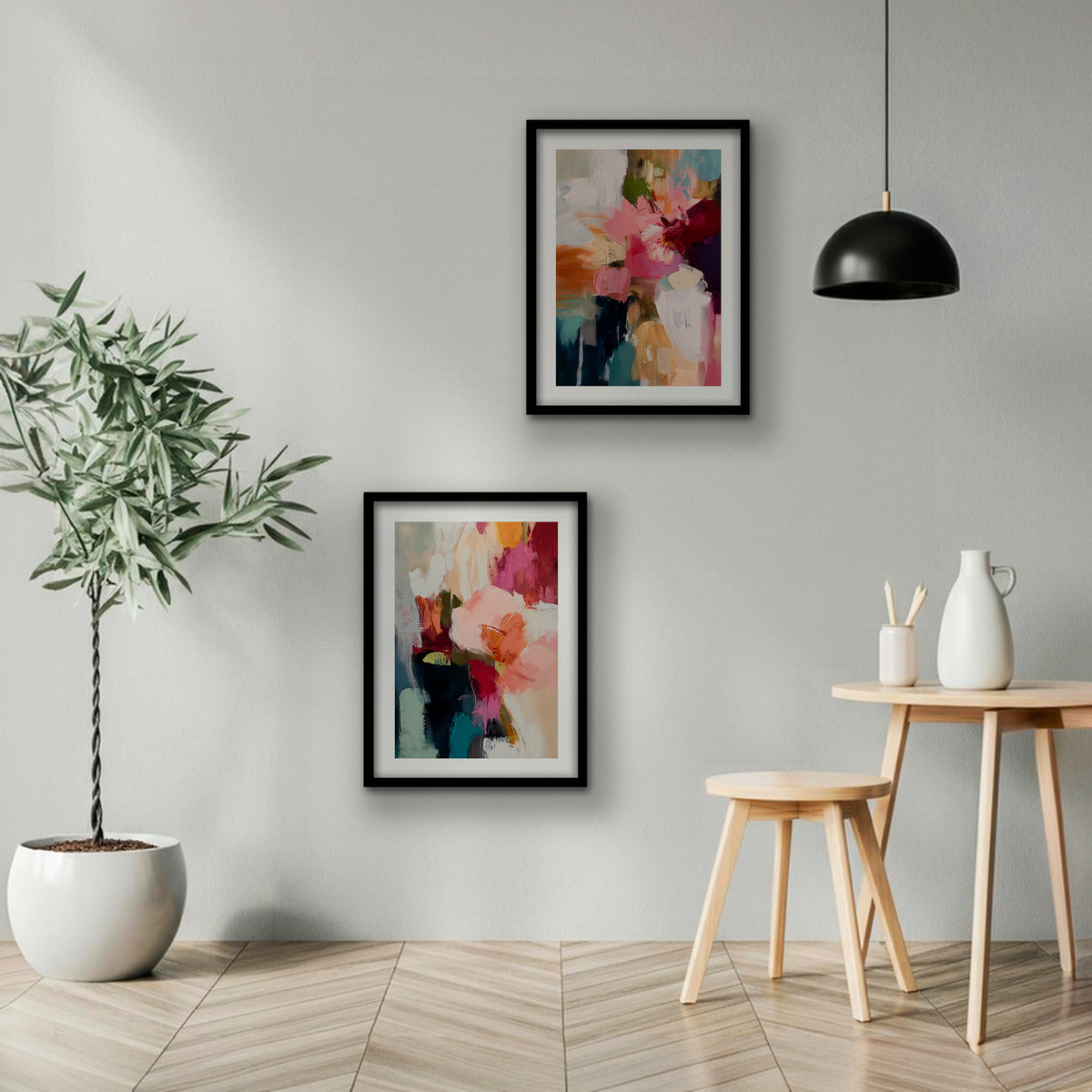 Cuadro Duo Flores a pinceladas
