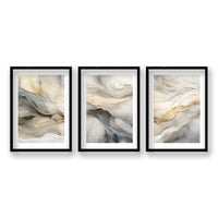 Cuadro Trio Marmol Gris y Dorado