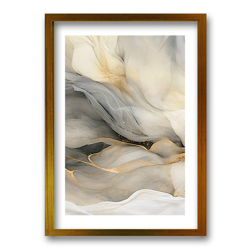 Cuadro Marmol Gris y Dorado
