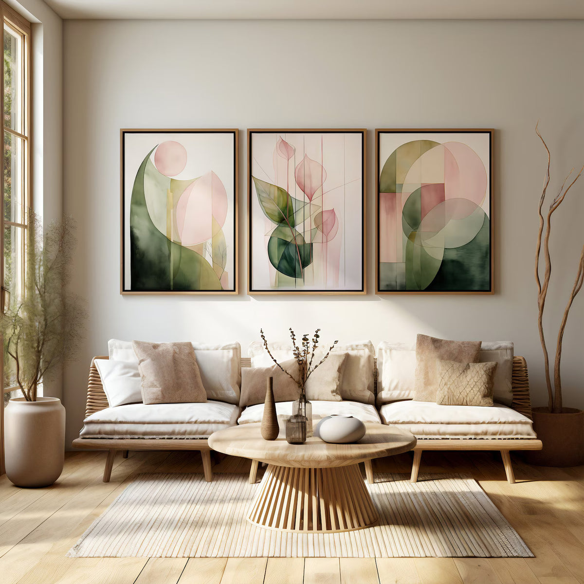 Cuadro Trio Botánica Geometríca