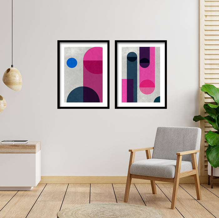 Cuadro Duo Negro Pink Geometric