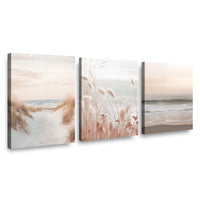 Canvas Trio Walking Beach
