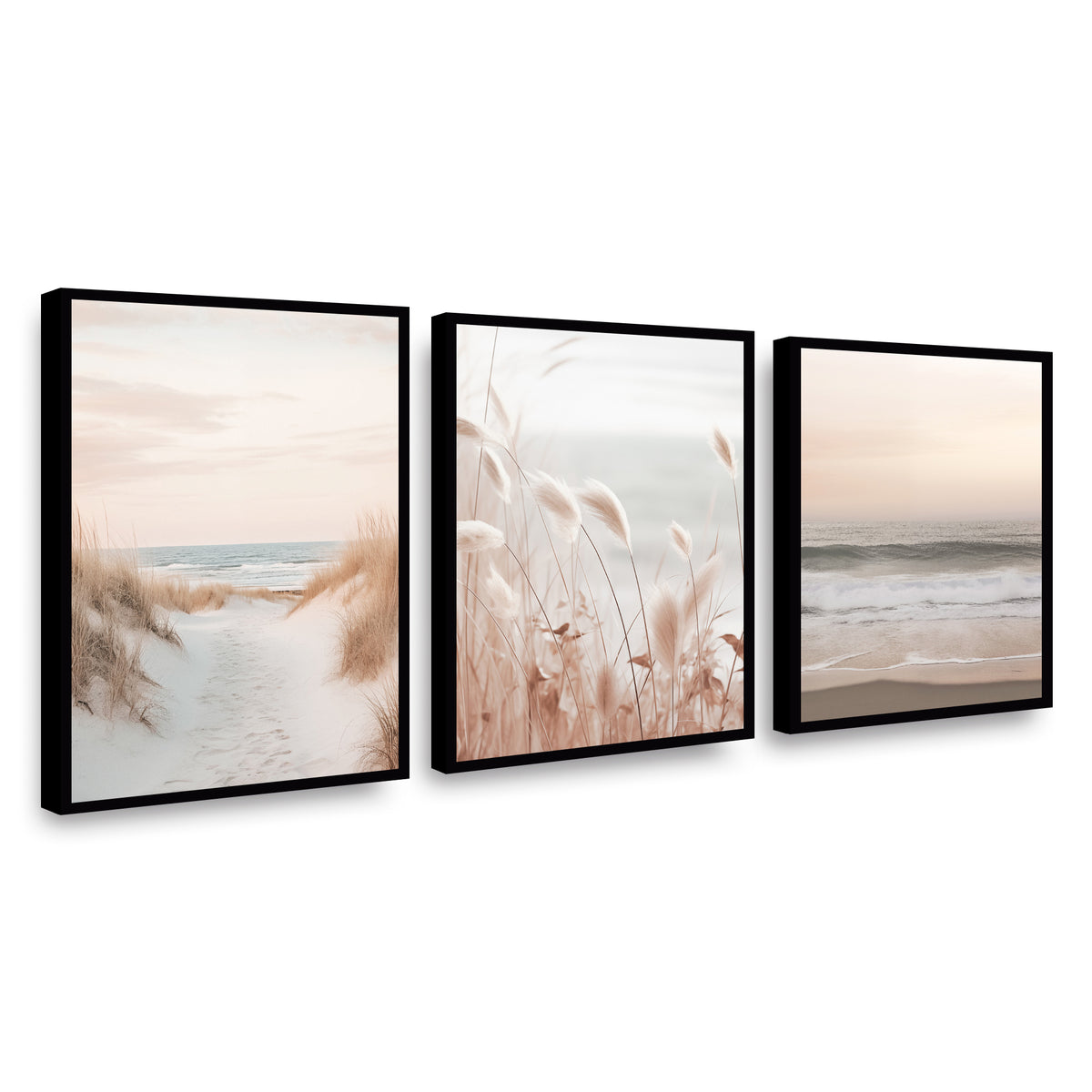 Canvas Trio Walking Beach