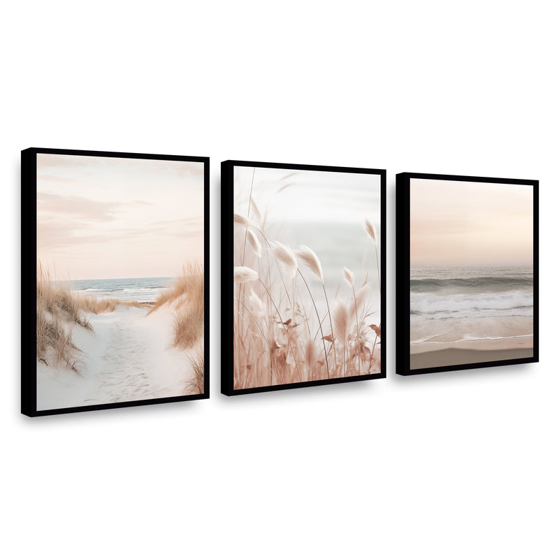 Canvas Trio Walking Beach