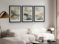 Cuadro Trio Marmol Gris y Dorado