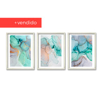 Cuadro Trio Plateado Marmol