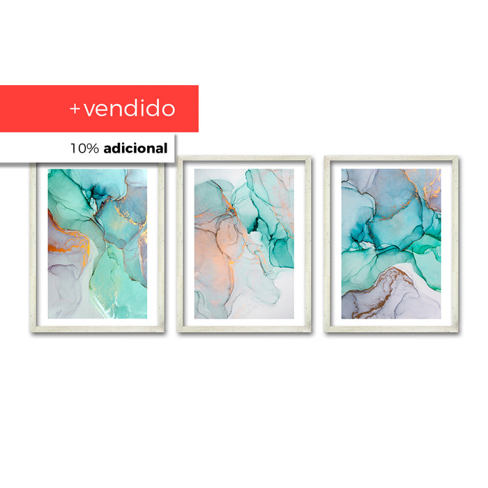 Cuadro Trio Plateado Marmol