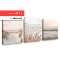 Canvas Trio Walking Beach