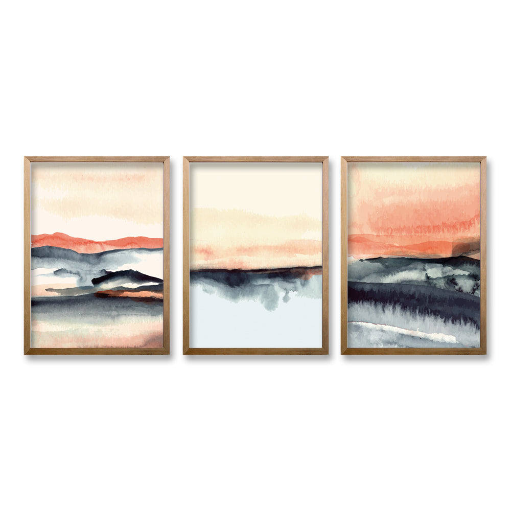 Cuadro Trio Madera Atardecer