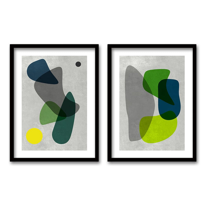 Cuadro Duo Negro Abstract Green